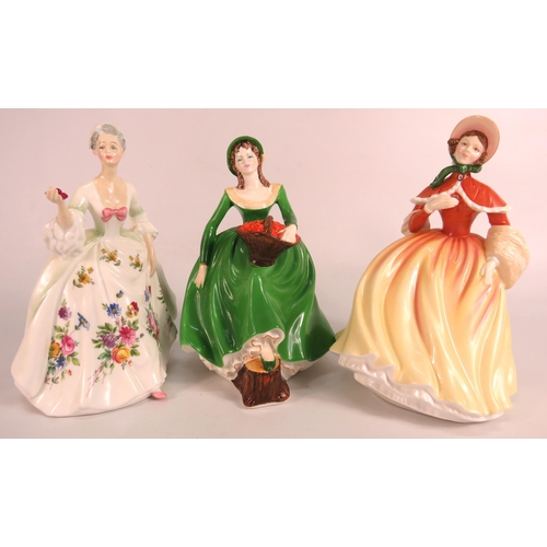 4 - 3 Figurines, Coalport Ladies of Fashion Helen, Royal Doulton Autumn HN5323 & Diana HN2468.