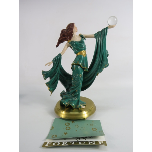 43 - Franklin Mint porcelain figurine Fortune standing on a brass base, with cert. 9 3/4