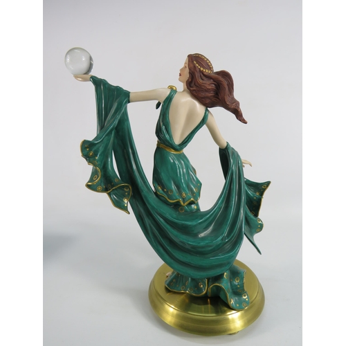 43 - Franklin Mint porcelain figurine Fortune standing on a brass base, with cert. 9 3/4