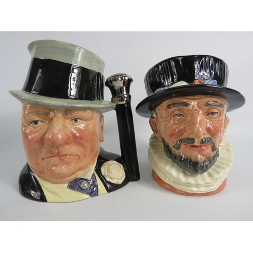 52 - 2 Royal Doulton Large toby jugs Beefeater D6206 and The Celebrity collection W.C Fields D6674 (Repai... 