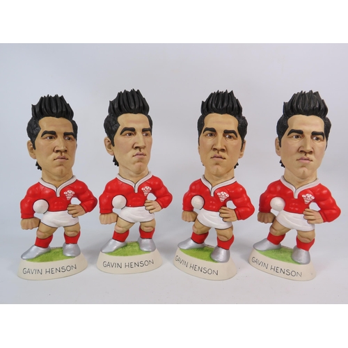 100 - Four Limited edition World of Groggs Gavin Henson Wales Rugby figures, approx 9.5
