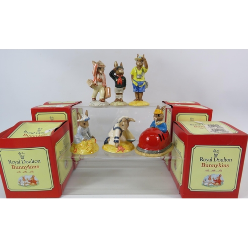 102 - Six Royal Doulton Bunnykins figurines, with boxes.