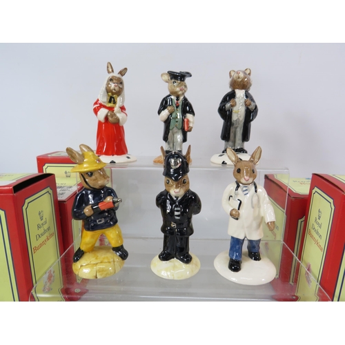 106 - Six Royal Doulton Bunnykins figurines, with boxes.