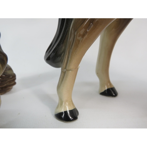 109 - Beswick Cantering shire horse figurine plus a Melbaware horse which has had a repair to one leg.