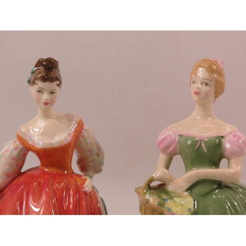 56 - Two Royal Doulton figurines Fair Lady (Coral pink) HN2835 & Clarissa HN2345.
