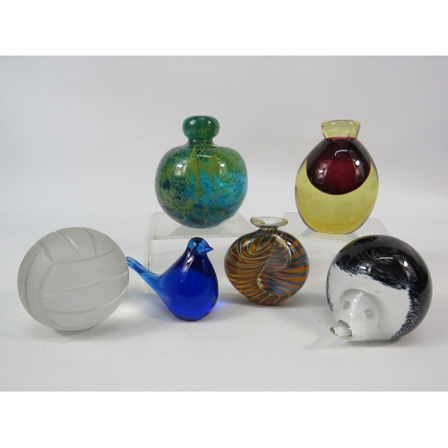 57 - Selection of art glass paperweights and bottles by Selkirk, Mdina and Murano etc.