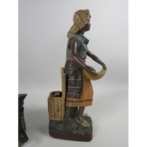 61 - Late 19th Early 20th century Bernard Bloch the Poet tobacco jar plus a Blackamoor lady smokers stand... 