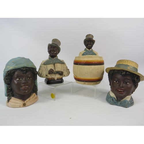 70 - Selection of Late 19th / early 20th Century Blackamoor tobacco jars, two by Bernard Bloch.