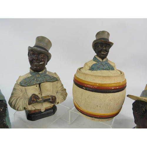 70 - Selection of Late 19th / early 20th Century Blackamoor tobacco jars, two by Bernard Bloch.