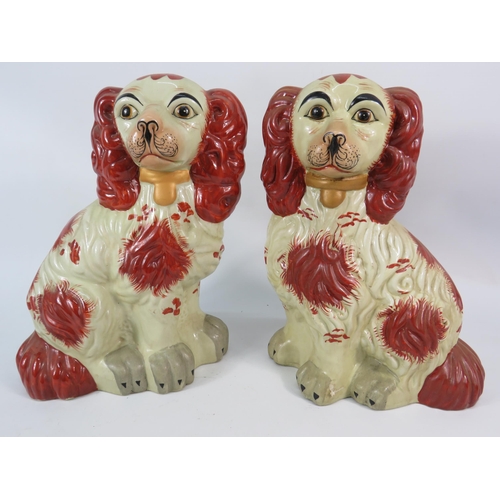 84 - Pair of large vintage Staffordshire style spaniels, approx 12