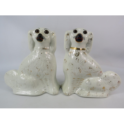 86 - Pair of vintage staffordshire spaniels 11 3/4