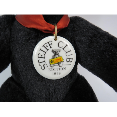 89 - Steiff Club edition 1999 teddy 35 schwarz with Growler and porcelain pendant.