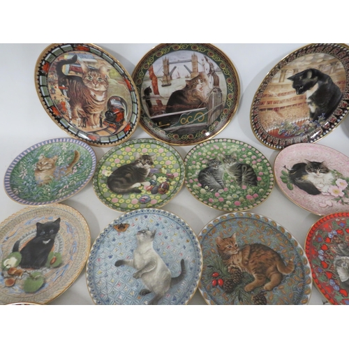 112 - Large Selection of Decorative Cat Plates, some by Danbury Mint. See photos.