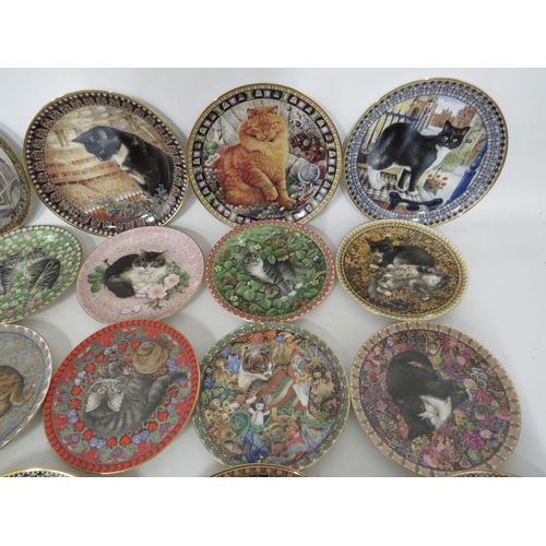 112 - Large Selection of Decorative Cat Plates, some by Danbury Mint. See photos.