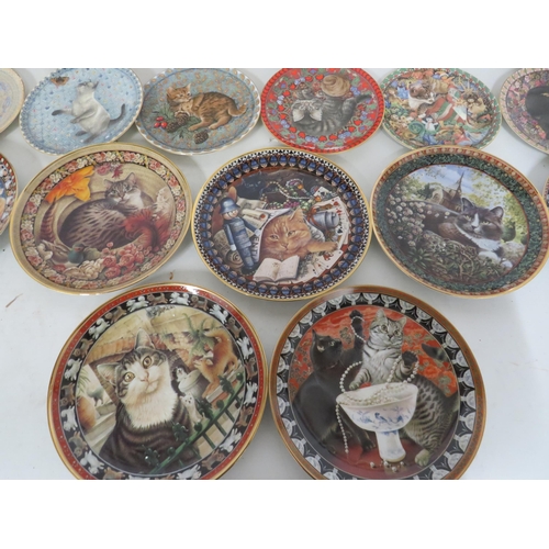 112 - Large Selection of Decorative Cat Plates, some by Danbury Mint. See photos.