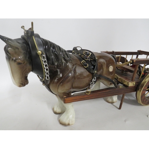 116 - Melbaware Shire Horse pulling a Wooden Cart. See photos