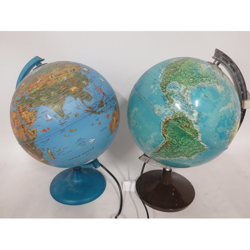 118 - Two Globe Illuminated Night Lights. Each approx 16 inches tall. See photos.