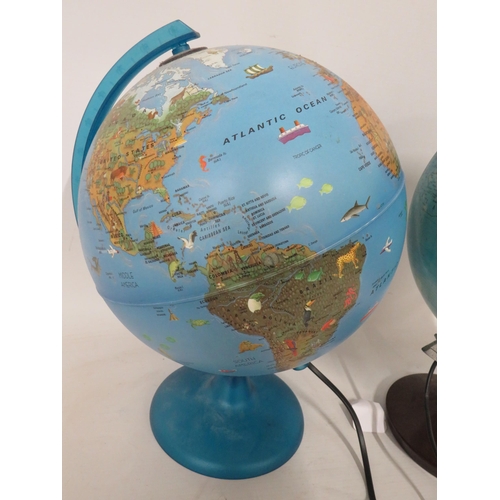 118 - Two Globe Illuminated Night Lights. Each approx 16 inches tall. See photos.