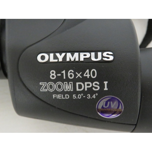 119 - Pair of Olympus 8-16 x 40 ZOOM Binoculars with soft touch and soft carry case. Appear to be in very ... 