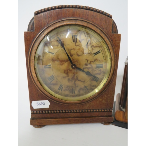 74 - German Made Mantle clock, Running order but stained face together with one other mantle clock in run... 