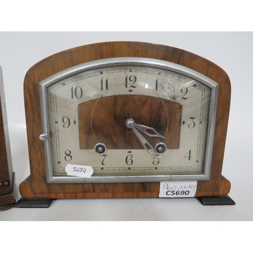 74 - German Made Mantle clock, Running order but stained face together with one other mantle clock in run... 