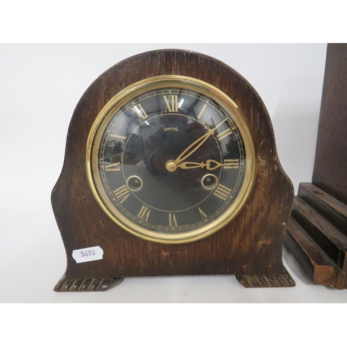 76 - Two Mid 20th Century Traditional Mantle Clocks. One By Smiths. Both in running order but no keys. Ta... 