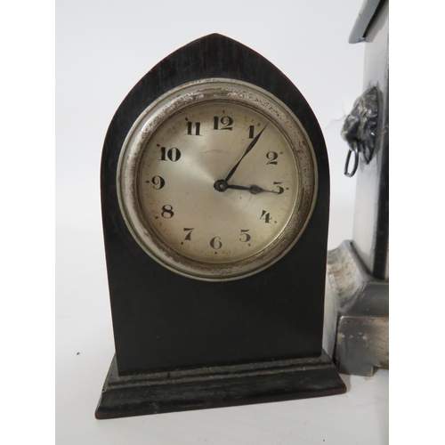 77 - Mixed Clock lot to include: Two Small Bakelite cased clocks in running order, each apoprox 5 inches.... 