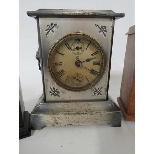 77 - Mixed Clock lot to include: Two Small Bakelite cased clocks in running order, each apoprox 5 inches.... 