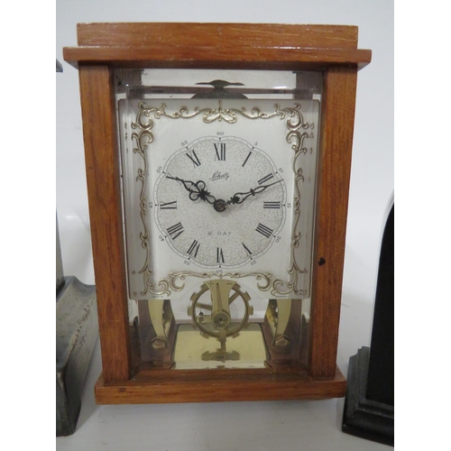 77 - Mixed Clock lot to include: Two Small Bakelite cased clocks in running order, each apoprox 5 inches.... 