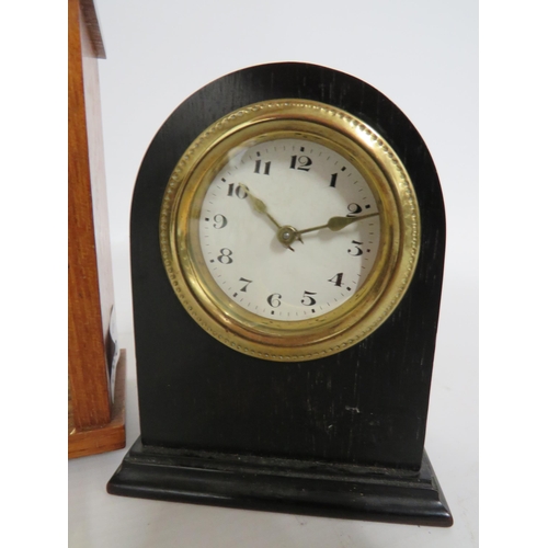 77 - Mixed Clock lot to include: Two Small Bakelite cased clocks in running order, each apoprox 5 inches.... 