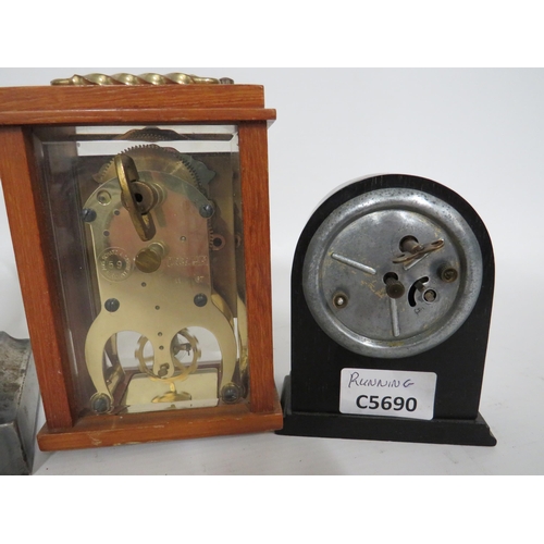 77 - Mixed Clock lot to include: Two Small Bakelite cased clocks in running order, each apoprox 5 inches.... 