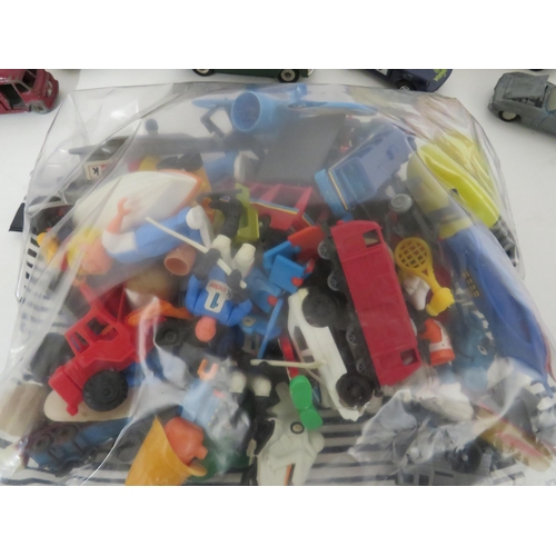 92 - Selection of Vintage and Modern playworn Die cast model cars plus bag of Plastic models. See photos.