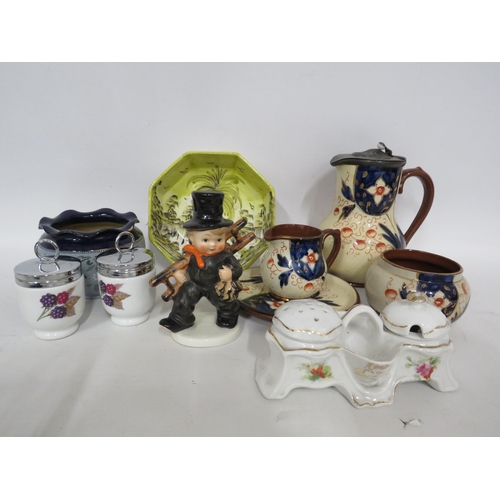 158 - Mixed ceramics lot to include Royal worcester coddlers, Goebel hummel figurine, Gaudy welsh pottery ... 