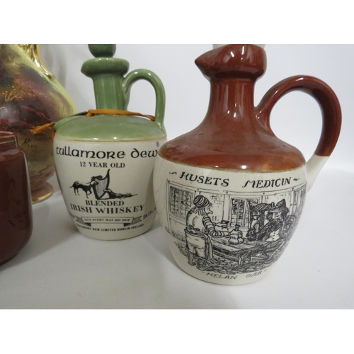 177 - Various mixed vintage ceramics, including a whiskey decanter, transfer printed vases, ceramic boot e... 