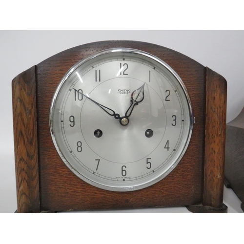 188 - Smiths Enfield mantle clock in running order plus one other for spares or repair.