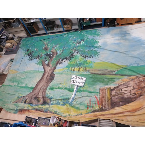 122 - Large Painted Theatrical Backdrop. Ideal for over painting or many other uses. Measures approx 16 x ... 