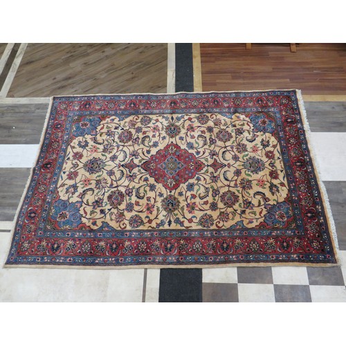 124 - Beautifuly made Iranian made Rug with colourful decoration and central Medallion . Size 3.1 x 2.1 Me... 