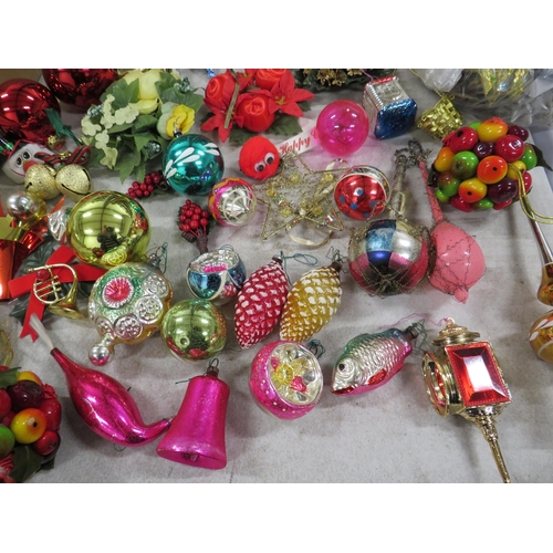 254 - 2 Boxes of vintage christmas decorations including vintage glass baubles.