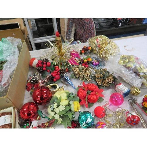 254 - 2 Boxes of vintage christmas decorations including vintage glass baubles.