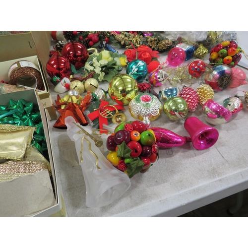 254 - 2 Boxes of vintage christmas decorations including vintage glass baubles.