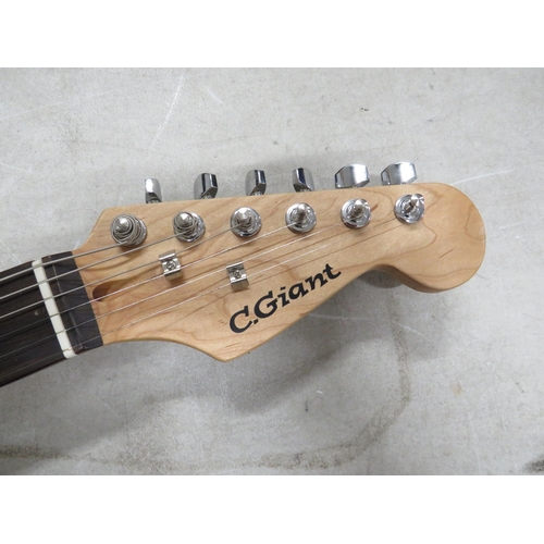 371 - C-Giant Electric Six String Guitar in good order with soft fabric carry case. See photos.