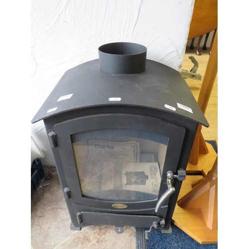 383 - Clark 'Malvern' Solid Fuel fire with glass front, fire bricks. As new and unused condtion with facto... 