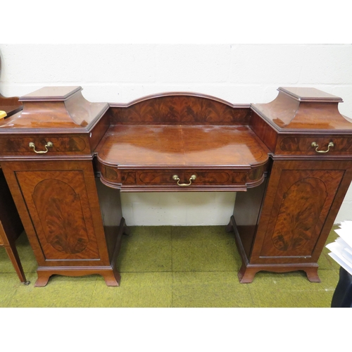 392 - Regency Flame Mahogany Twin Pedestal Buffet cabinet with wine cooler drawer to one side. H:46 x W:72... 