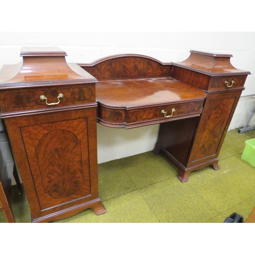 392 - Regency Flame Mahogany Twin Pedestal Buffet cabinet with wine cooler drawer to one side. H:46 x W:72... 