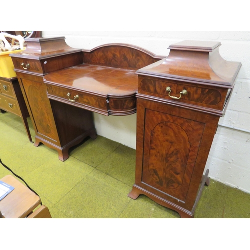 392 - Regency Flame Mahogany Twin Pedestal Buffet cabinet with wine cooler drawer to one side. H:46 x W:72... 