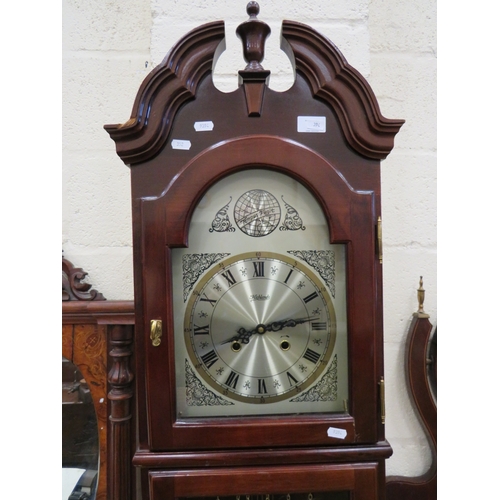 394 - Highlands' Tempus Fugit Reproduction Long case clock with brushed steel face. Running order with Key... 