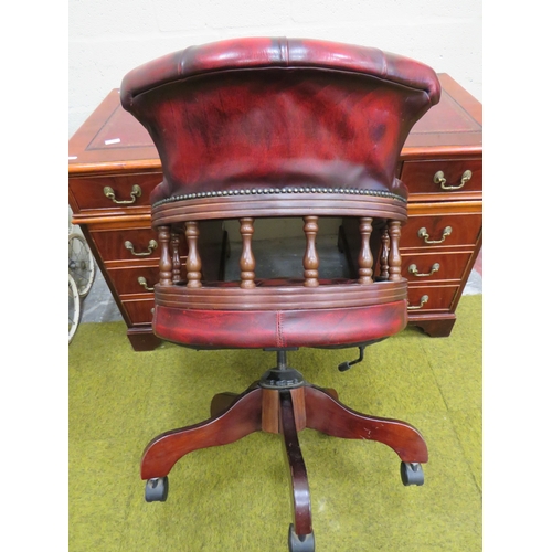 401 - Leather Chesterfield Office chair with rise/recline function. Raised on Five branch foot with castor... 