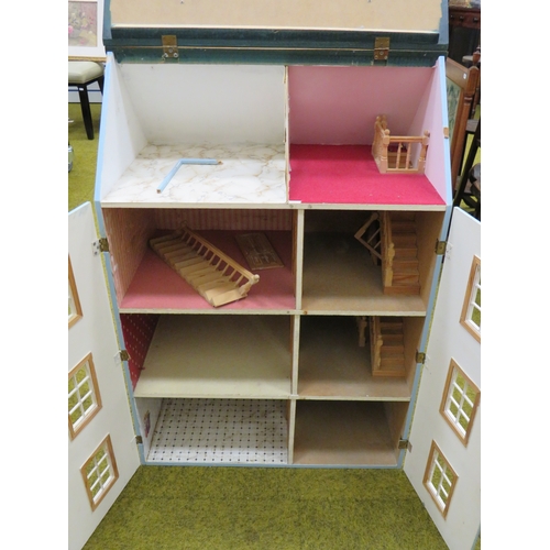 403 - Large Three storey Dolls House in the Georgian Style. Lifing Roof and hinged fa�ade. Good order. Mea... 