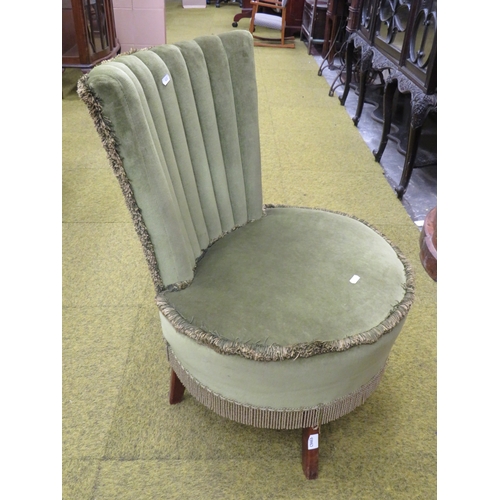 410 - Well Made mid 20th Century Boudoir chair. Good upholstery with fringed decoration. Seat height 15 in... 