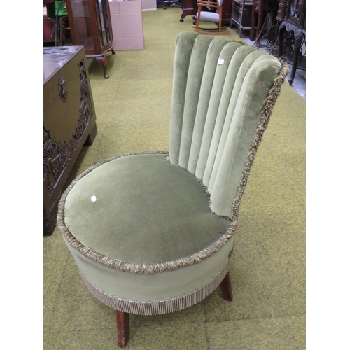 410 - Well Made mid 20th Century Boudoir chair. Good upholstery with fringed decoration. Seat height 15 in... 